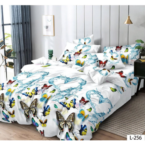 Lenjerie de pat dublu Bumbac Finet, pentru 2 persoane, 6 piese, Cearceaf de pat 230 x 250cm, JN-121