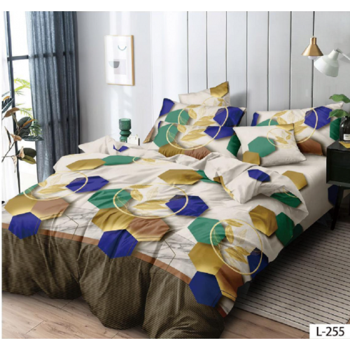Lenjerie de pat dublu Bumbac Finet, pentru 2 persoane, 6 piese, Cearceaf de pat 230 x 250cm, JN-122