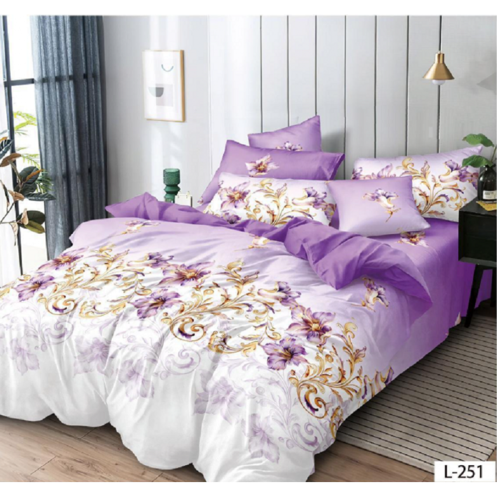 Lenjerie de pat dublu Bumbac Finet, pentru 2 persoane, 6 piese, Cearceaf de pat 230 x 250cm, JN-123