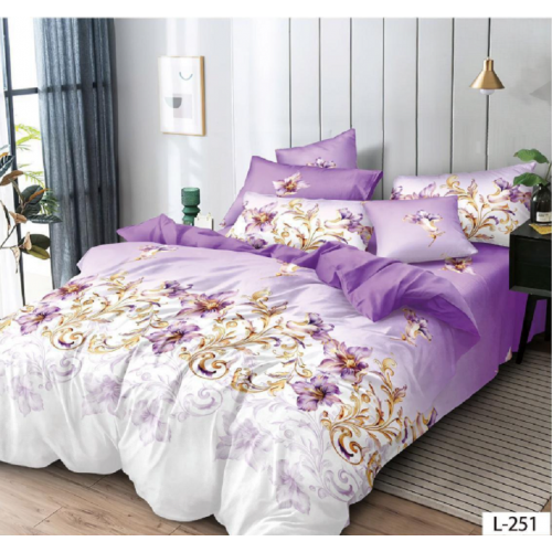 Lenjerie de pat dublu Bumbac Finet, pentru 2 persoane, 6 piese, Cearceaf de pat 230 x 250cm, JN-123