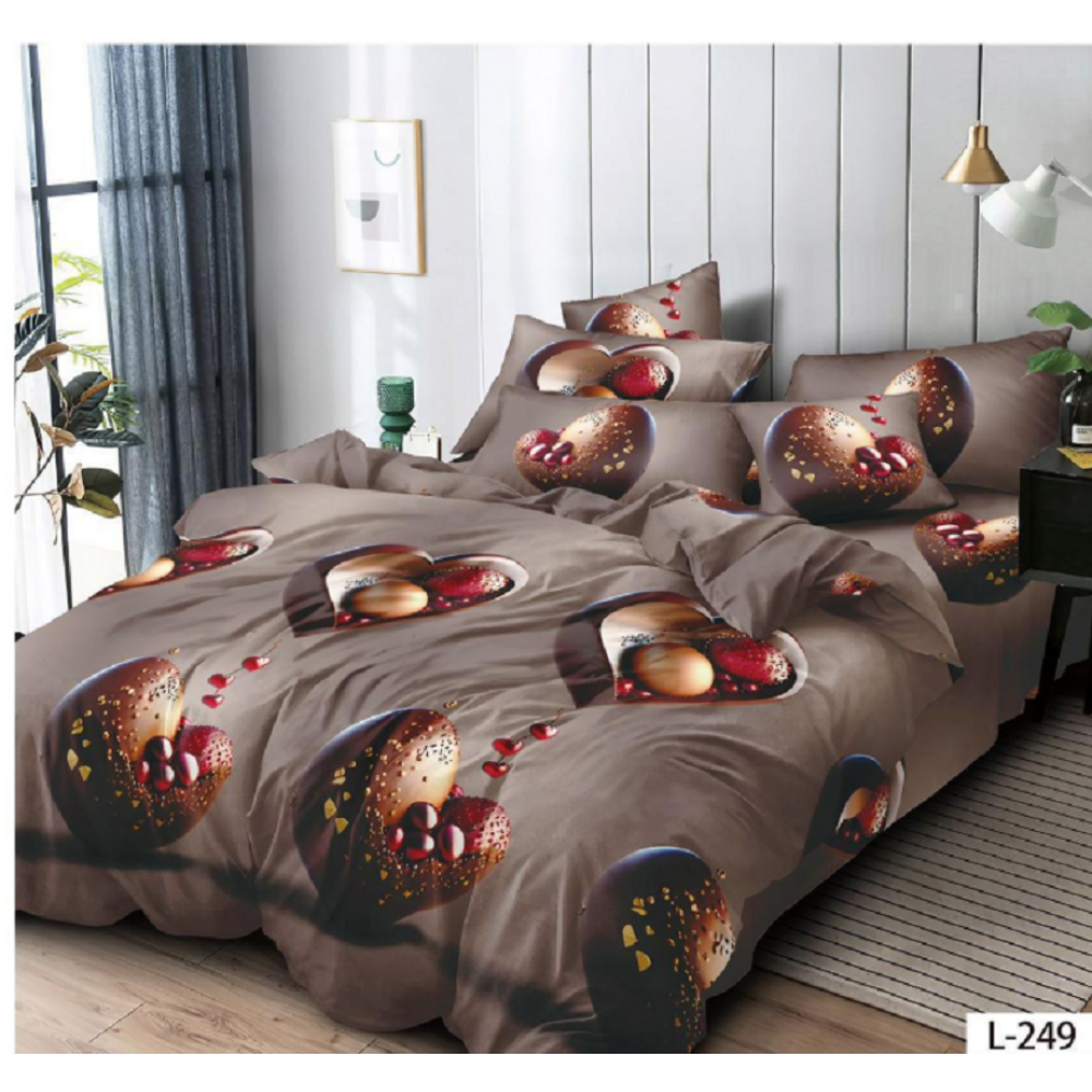 Lenjerie de pat dublu Bumbac Finet, pentru 2 persoane, 6 piese, Cearceaf de pat 230 x 250cm, JN-125