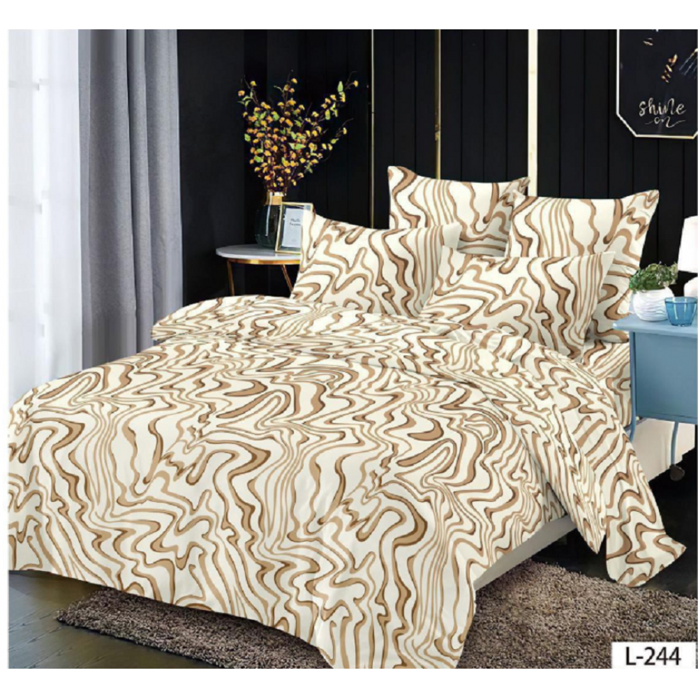 Lenjerie de pat dublu Bumbac Finet, pentru 2 persoane, 6 piese, Cearceaf de pat 230 x 250cm, JN-127
