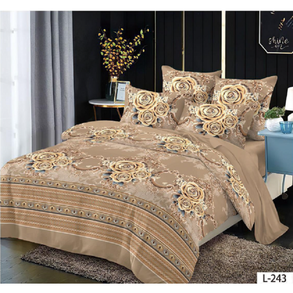 Lenjerie de pat dublu Bumbac Finet, pentru 2 persoane, 6 piese, Cearceaf de pat 230 x 250cm, JN-128