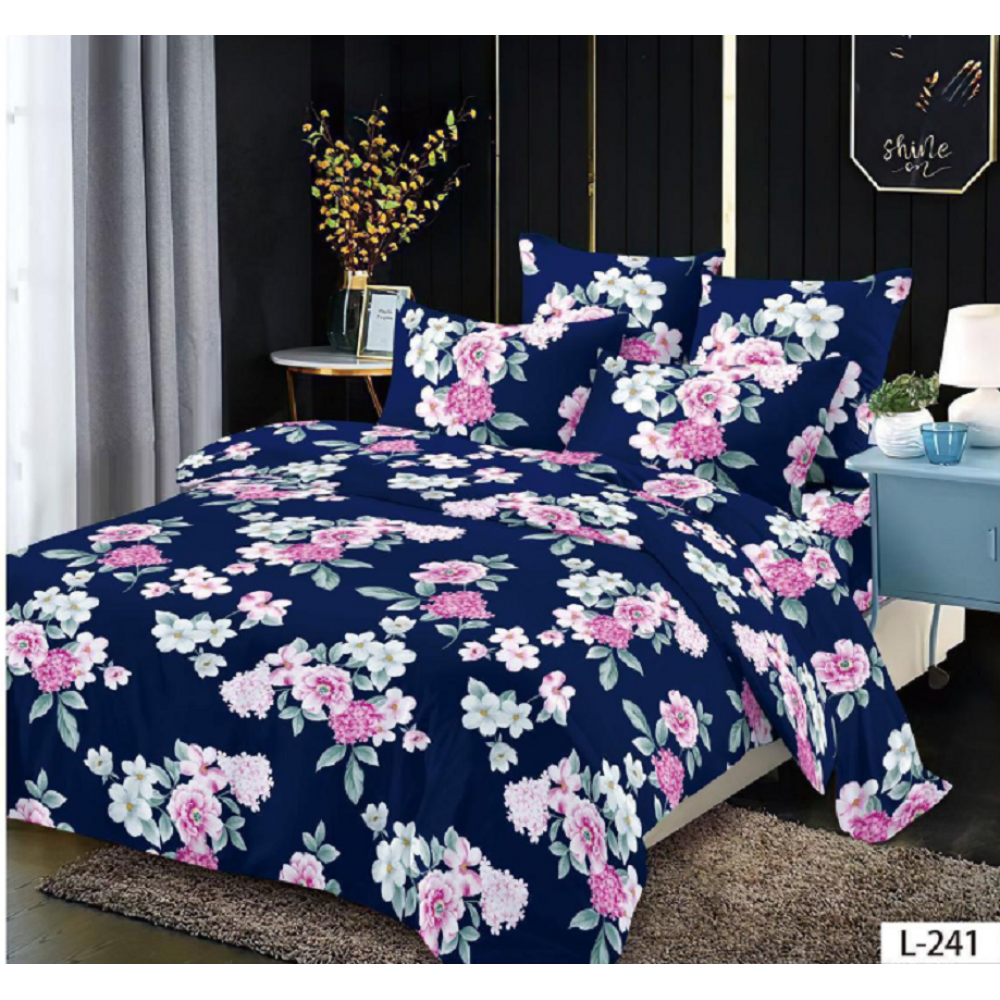 Lenjerie de pat dublu Bumbac Finet, pentru 2 persoane, 6 piese, Cearceaf de pat 230 x 250cm, JN-129