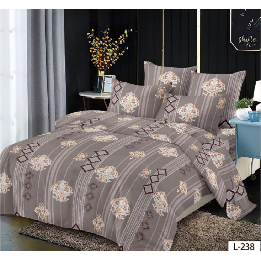 Lenjerie de pat dublu Bumbac Finet, pentru 2 persoane, 6 piese, Cearceaf de pat 230 x 250cm, JN-130
