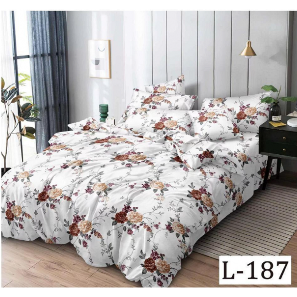 Lenjerie de pat dublu Bumbac Finet, pentru 2 persoane, 6 piese, Cearceaf de pat 230 x 250cm, JN-131