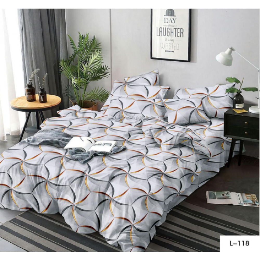 Lenjerie de pat dublu Bumbac Finet, pentru 2 persoane, 6 piese, Cearceaf de pat 230 x 250cm, JN-133