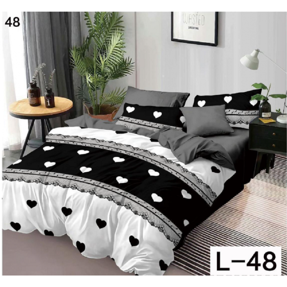 Lenjerie de pat dublu Bumbac Finet, pentru 2 persoane, 6 piese, Cearceaf de pat 230 x 250cm, JN-135