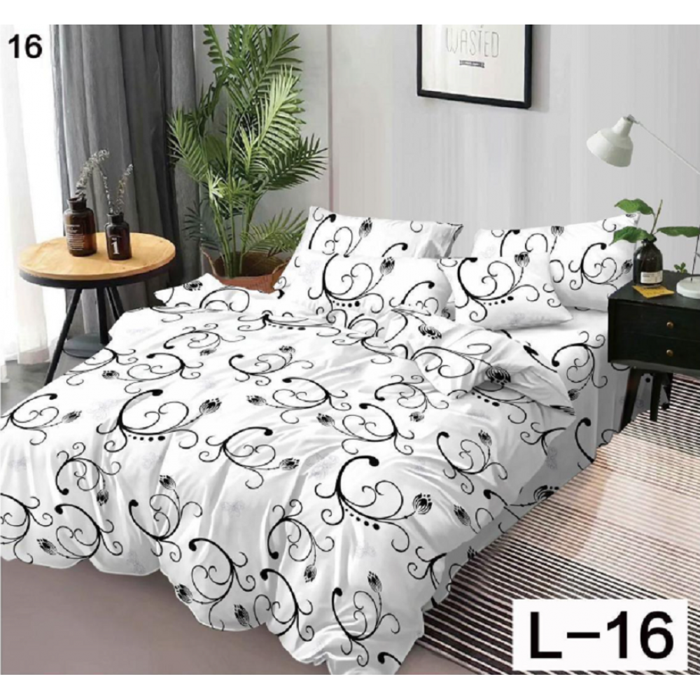 Lenjerie de pat dublu Bumbac Finet, pentru 2 persoane, 6 piese, Cearceaf de pat 230 x 250cm, JN-137