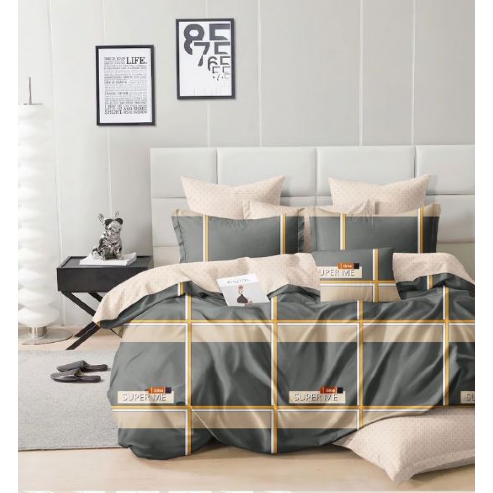 Set Lenjerie Eleganta Satinat  din 4 piese, Cearceaf de pat 230x245cm, cearceaf de pilota 200x230 cm, NN-042