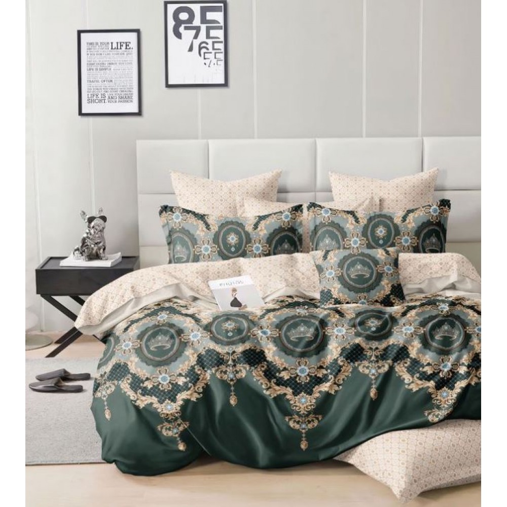 Set Lenjerie Eleganta Satinat  din 4 piese, Cearceaf de pat 230x245cm, cearceaf de pilota 200x230 cm, NN-043
