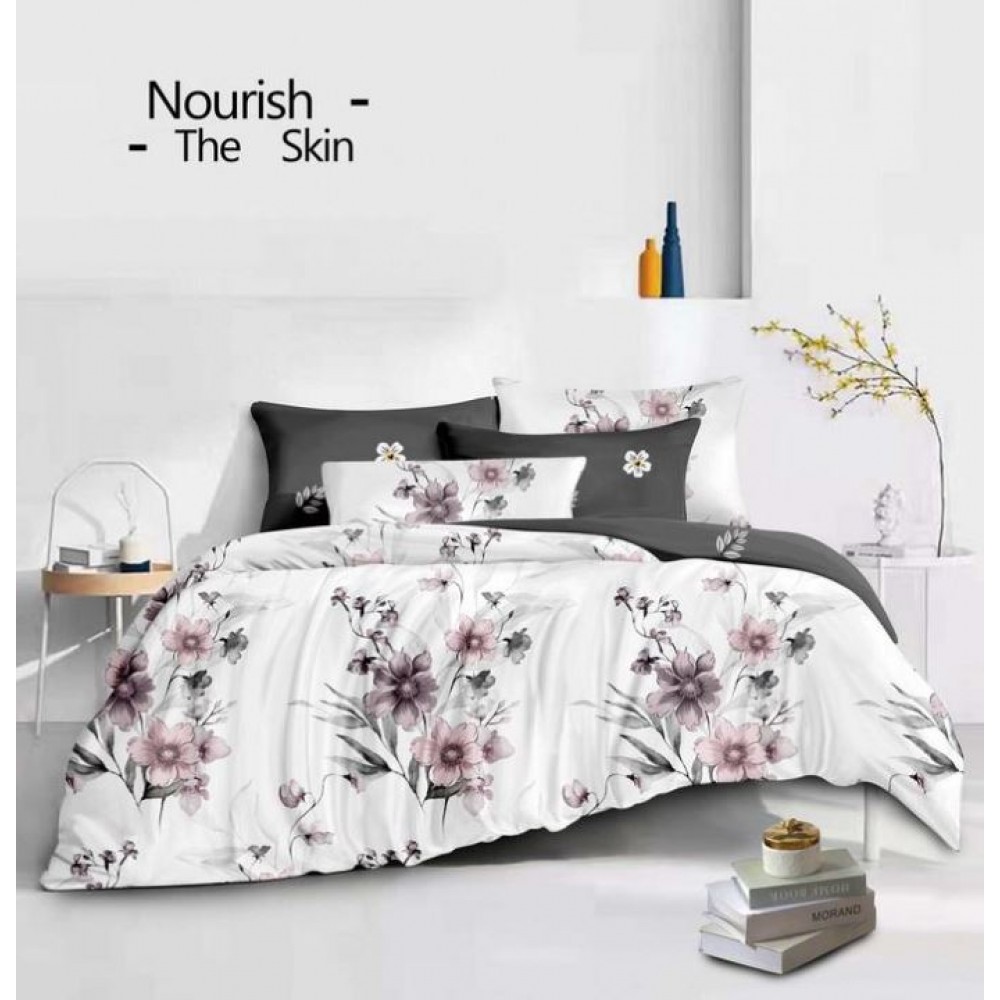 Set Lenjerie Eleganta Satinat  din 4 piese, Cearceaf de pat 230x245cm, cearceaf de pilota 200x230 cm, NN-051