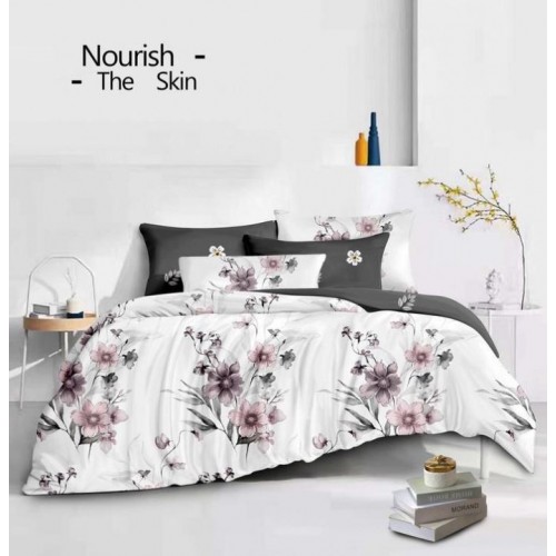 Set Lenjerie Eleganta Satinat  din 4 piese, Cearceaf de pat 230x245cm, cearceaf de pilota 200x230 cm, NN-051