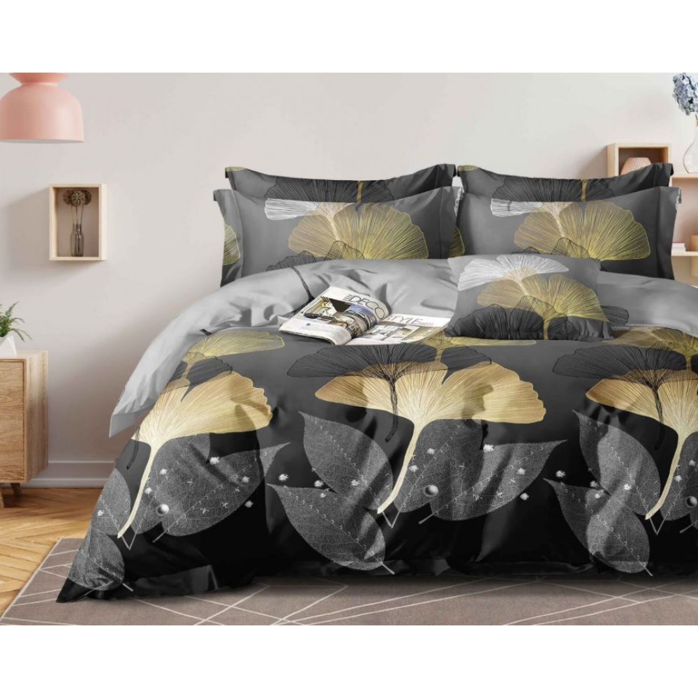 Set Lenjerie Eleganta Satinat  din 4 piese, Cearceaf de pat 230x245cm, cearceaf de pilota 200x230 cm, NN-056
