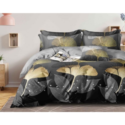 Set Lenjerie Eleganta Satinat  din 4 piese, Cearceaf de pat 230x245cm, cearceaf de pilota 200x230 cm, NN-056