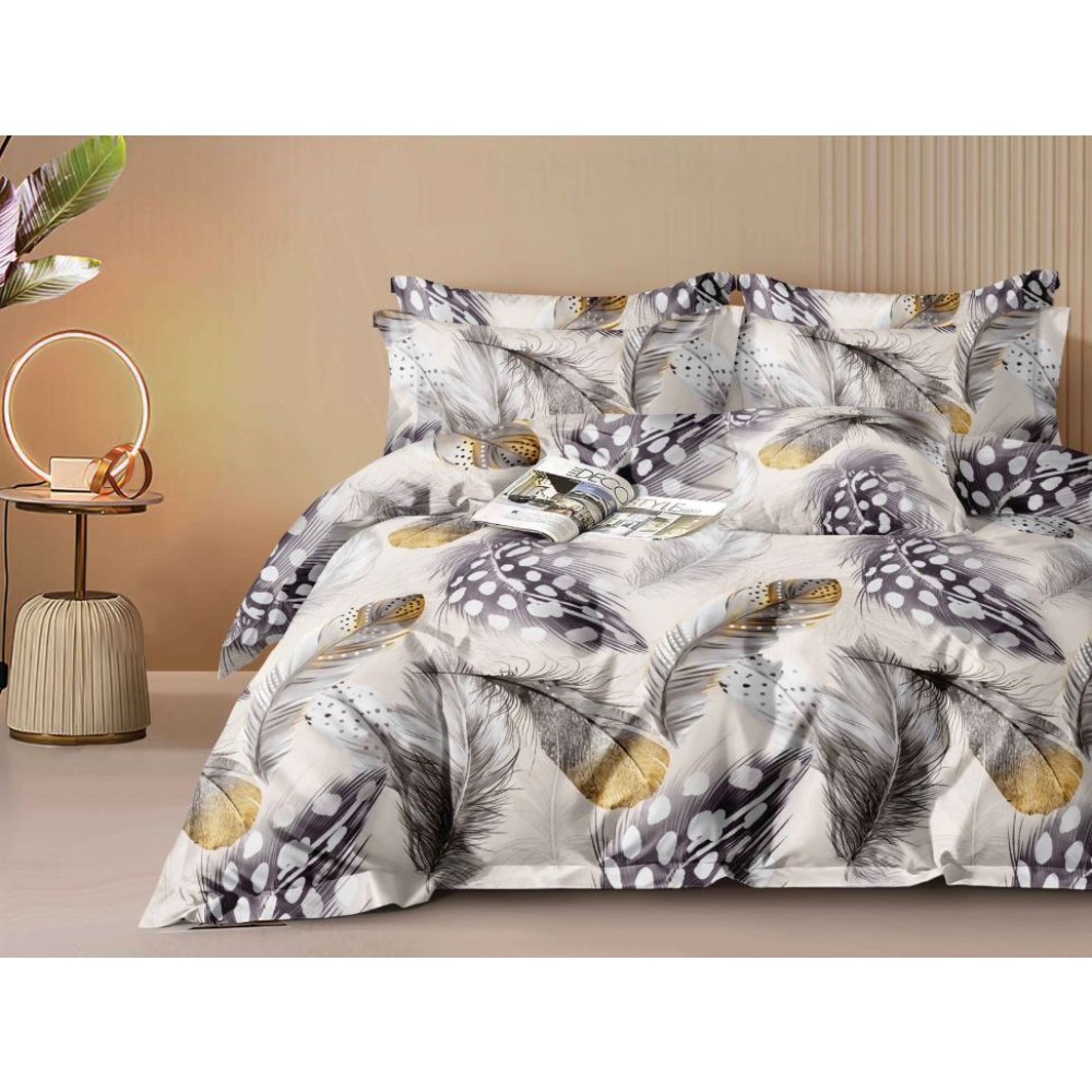 Set Lenjerie Eleganta Satinat  din 4 piese, Cearceaf de pat 230x245cm, cearceaf de pilota 200x230 cm, NN-057
