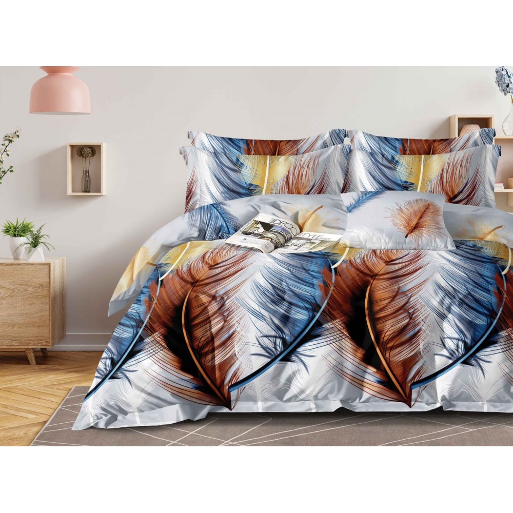 Set Lenjerie Eleganta Satinat  din 4 piese, Cearceaf de pat 230x245cm, cearceaf de pilota 200x230 cm, NN-064