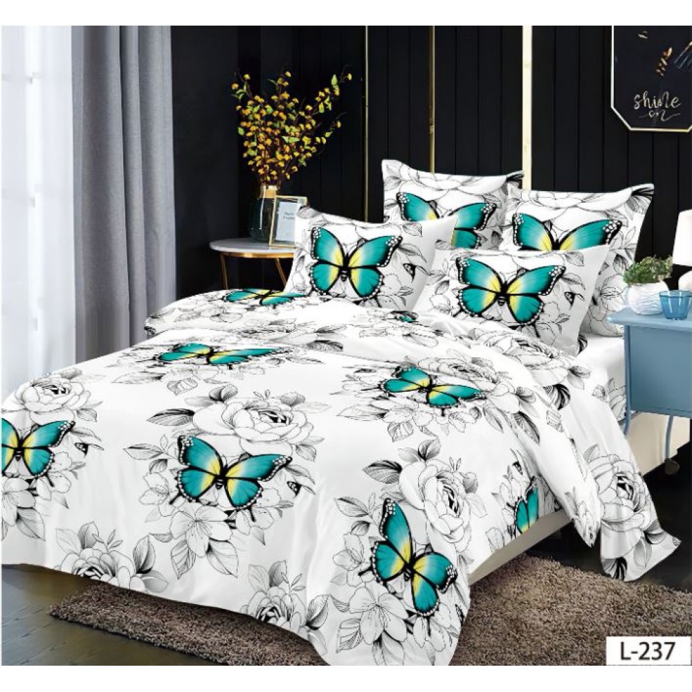 Lenjerie de pat dublu din Bumbac FINET, pentru 2 persoane, 6 piese, Cearceaf de pat 230 x 250cm, MLL-02