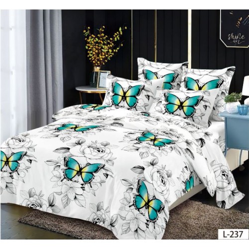 Lenjerie de pat dublu din Bumbac FINET, pentru 2 persoane, 6 piese, Cearceaf de pat 230 x 250cm, MLL-02