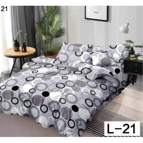 Lenjerie de pat dublu din Bumbac FINET, pentru 2 persoane, 6 piese, Cearceaf de pat 230 x 250cm, MLL-07