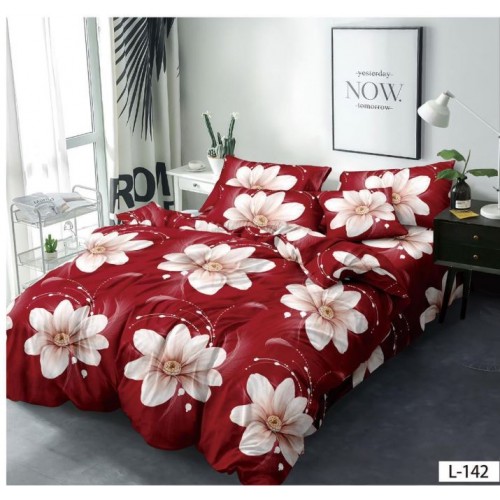 Lenjerie de pat dublu din Bumbac FINET, pentru 2 persoane, 6 piese, Cearceaf de pat 230 x 250cm, MLL-022