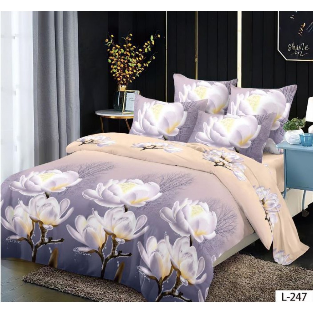 Lenjerie de pat dublu din Bumbac FINET, pentru 2 persoane, 6 piese, Cearceaf de pat 230 x 250cm, MLL-023