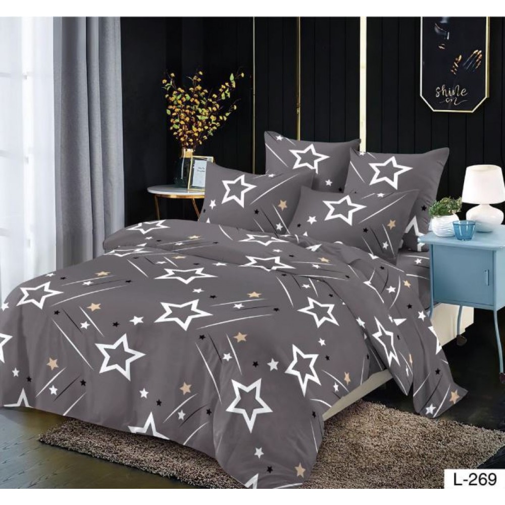 Lenjerie de pat dublu din Bumbac FINET, pentru 2 persoane, 6 piese, Cearceaf de pat 230 x 250cm, MLL-025