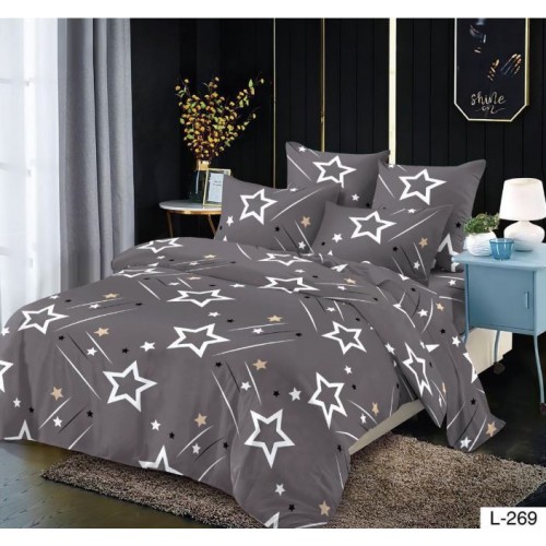 Lenjerie de pat dublu din Bumbac FINET, pentru 2 persoane, 6 piese, Cearceaf de pat 230 x 250cm, MLL-025