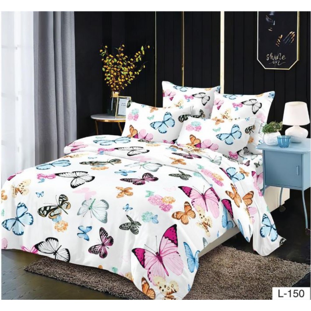 Lenjerie de pat dublu din Bumbac FINET, pentru 2 persoane, 6 piese, Cearceaf de pat 230 x 250cm, MLL-030