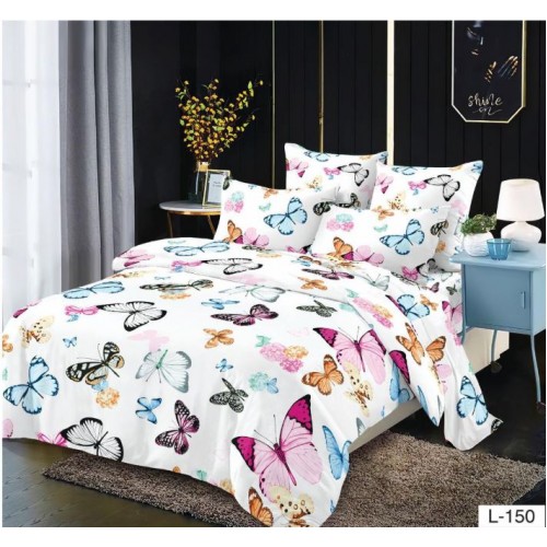 Lenjerie de pat dublu din Bumbac FINET, pentru 2 persoane, 6 piese, Cearceaf de pat 230 x 250cm, MLL-030