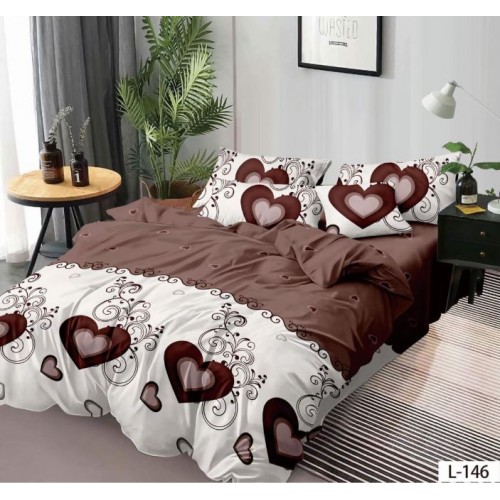 Lenjerie de pat dublu din Bumbac FINET, pentru 2 persoane, 6 piese, Cearceaf de pat 230 x 250cm, MLL-031