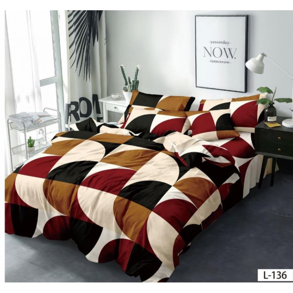 Lenjerie de pat dublu din Bumbac FINET, pentru 2 persoane, 6 piese, Cearceaf de pat 230 x 250cm, MLL-032
