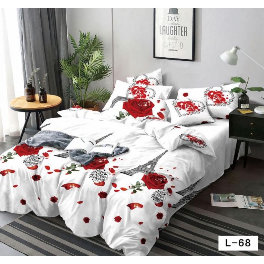 Lenjerie de pat dublu din Bumbac FINET, pentru 2 persoane, 6 piese, Cearceaf de pat 230 x 250cm, MLL-033