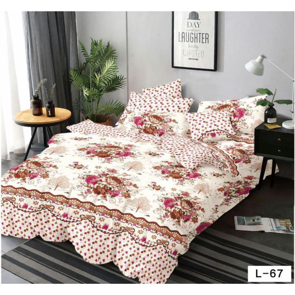 Lenjerie de pat dublu din Bumbac FINET, pentru 2 persoane, 6 piese, Cearceaf de pat 230 x 250cm, MLL-034