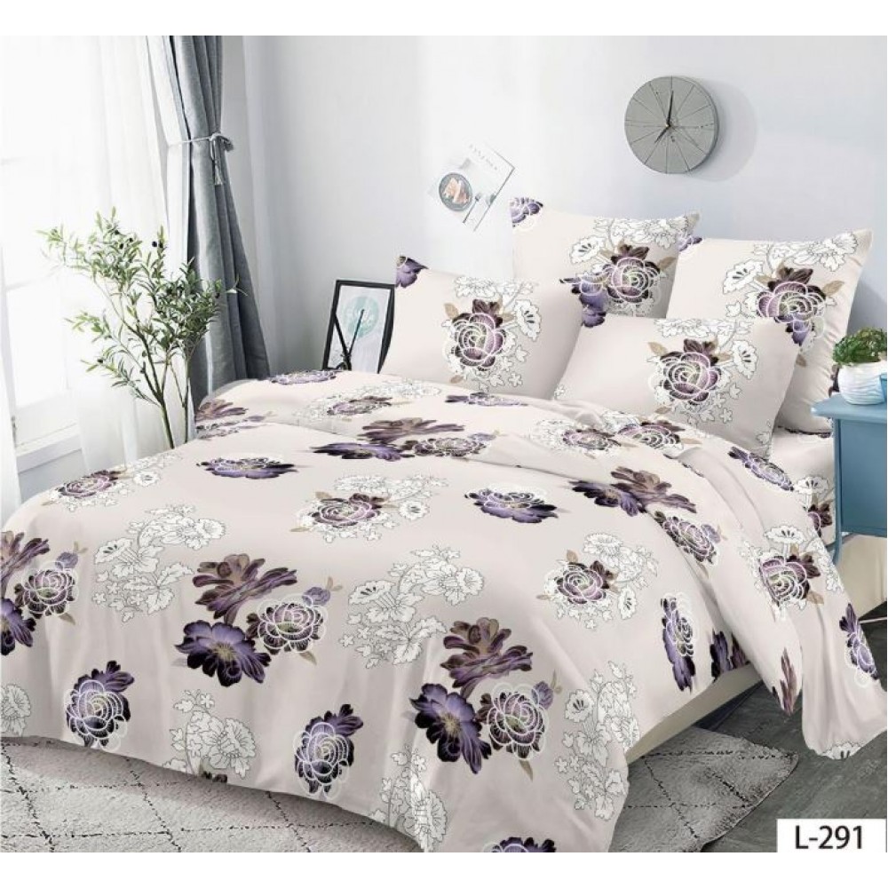 Lenjerie de pat dublu din Bumbac FINET, pentru 2 persoane, 6 piese, Cearceaf de pat 230 x 250cm, MLL-037