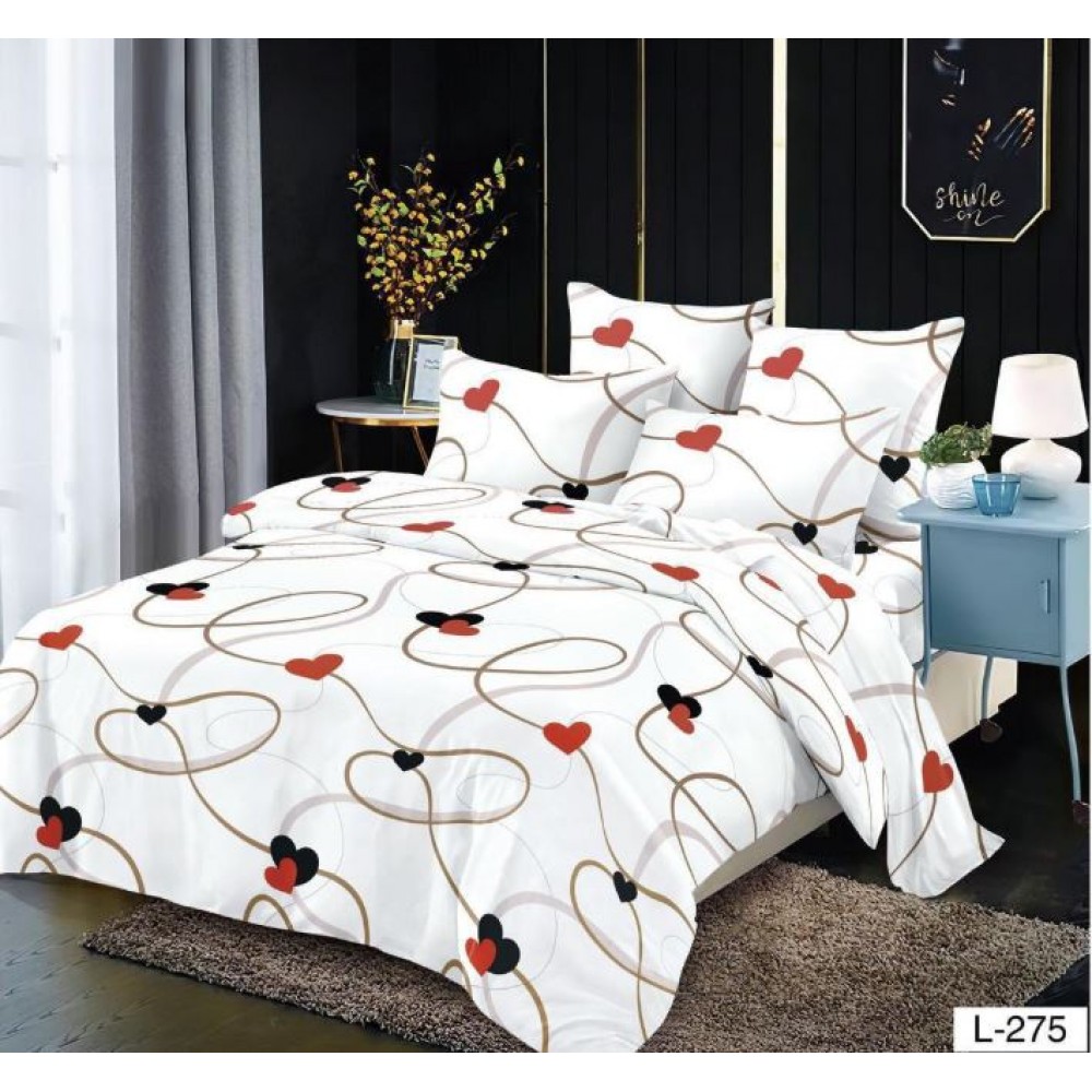 Lenjerie de pat dublu din Bumbac FINET, pentru 2 persoane, 6 piese, Cearceaf de pat 230 x 250cm, MLL-042