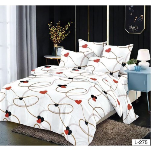 Lenjerie de pat dublu din Bumbac FINET, pentru 2 persoane, 6 piese, Cearceaf de pat 230 x 250cm, MLL-042