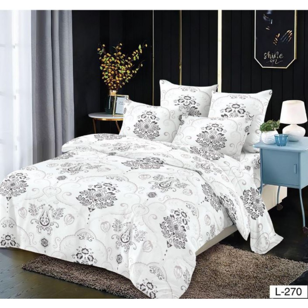 Lenjerie de pat dublu din Bumbac FINET, pentru 2 persoane, 6 piese, Cearceaf de pat 230 x 250cm, MLL-045