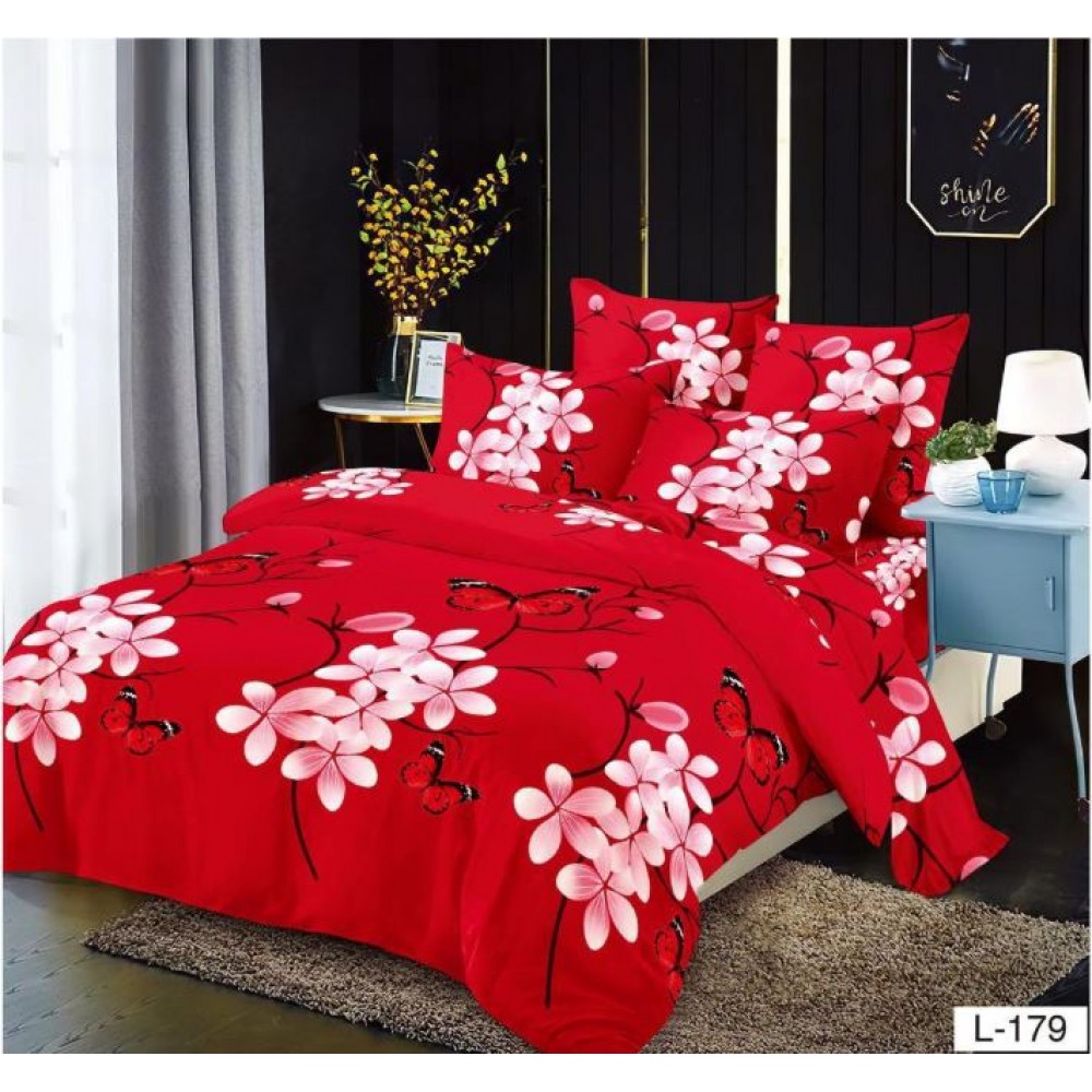 Lenjerie de pat dublu din Bumbac FINET, pentru 2 persoane, 6 piese, Cearceaf de pat 230 x 250cm, MLL-048