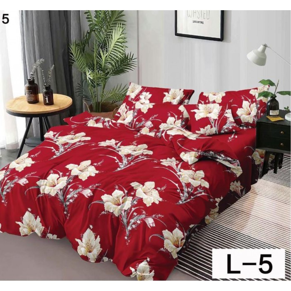 Lenjerie de pat dublu din Bumbac FINET, pentru 2 persoane, 6 piese, Cearceaf de pat 230 x 250cm, MLL-049