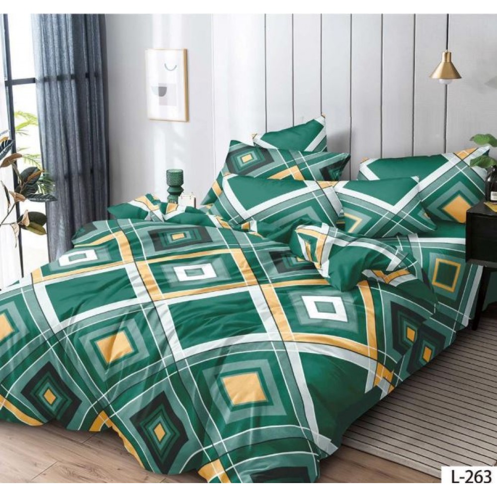 Lenjerie de pat dublu din Bumbac FINET, pentru 2 persoane, 6 piese, Cearceaf de pat 230 x 250cm, MLL-059