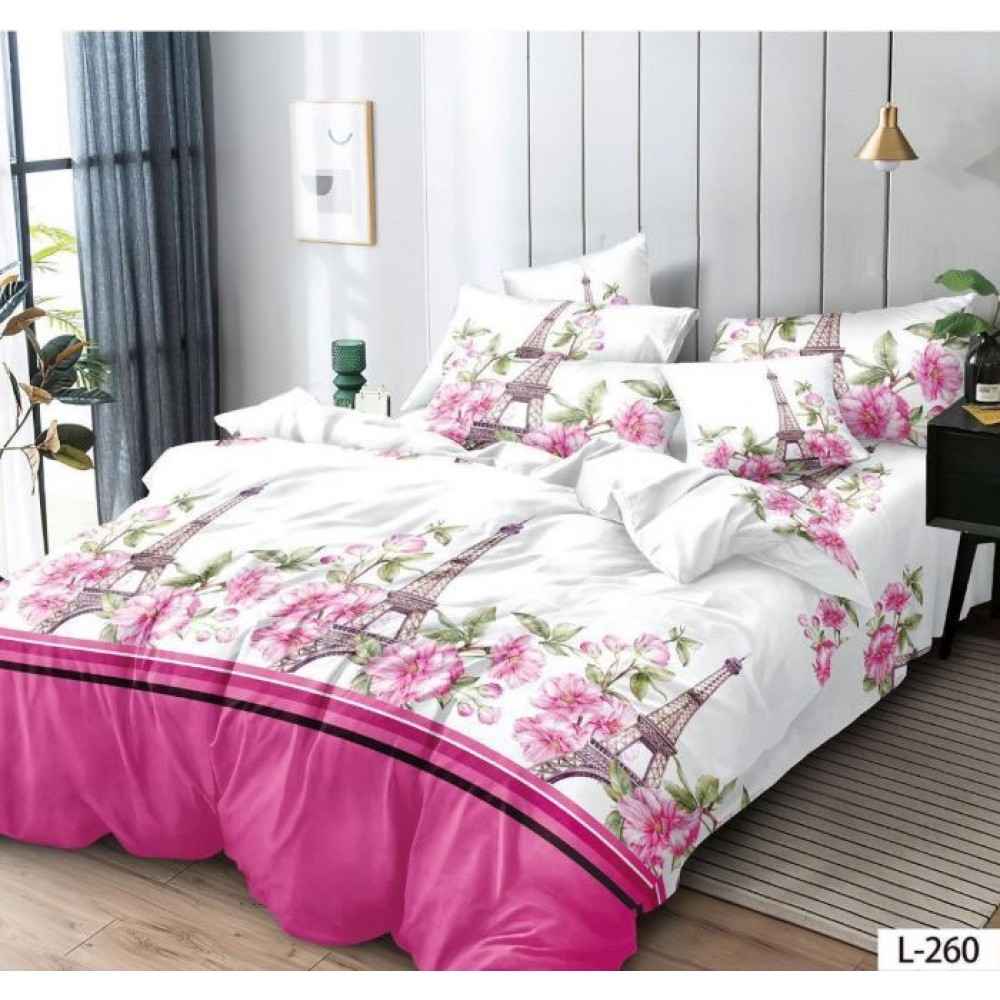 Lenjerie de pat dublu din Bumbac FINET, pentru 2 persoane, 6 piese, Cearceaf de pat 230 x 250cm, MLL-062