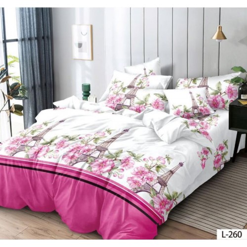 Lenjerie de pat dublu din Bumbac FINET, pentru 2 persoane, 6 piese, Cearceaf de pat 230 x 250cm, MLL-062