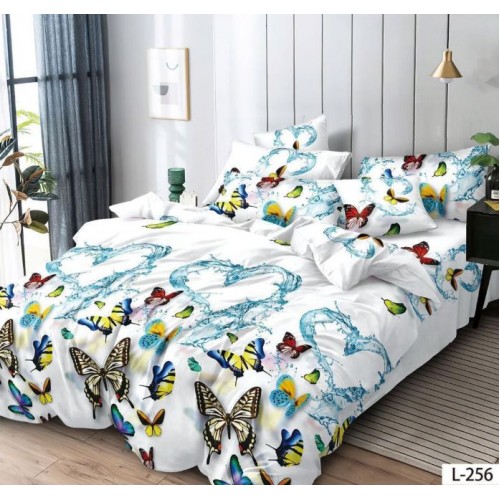 Lenjerie de pat dublu din Bumbac FINET, pentru 2 persoane, 6 piese, Cearceaf de pat 230 x 250cm, MLL-064
