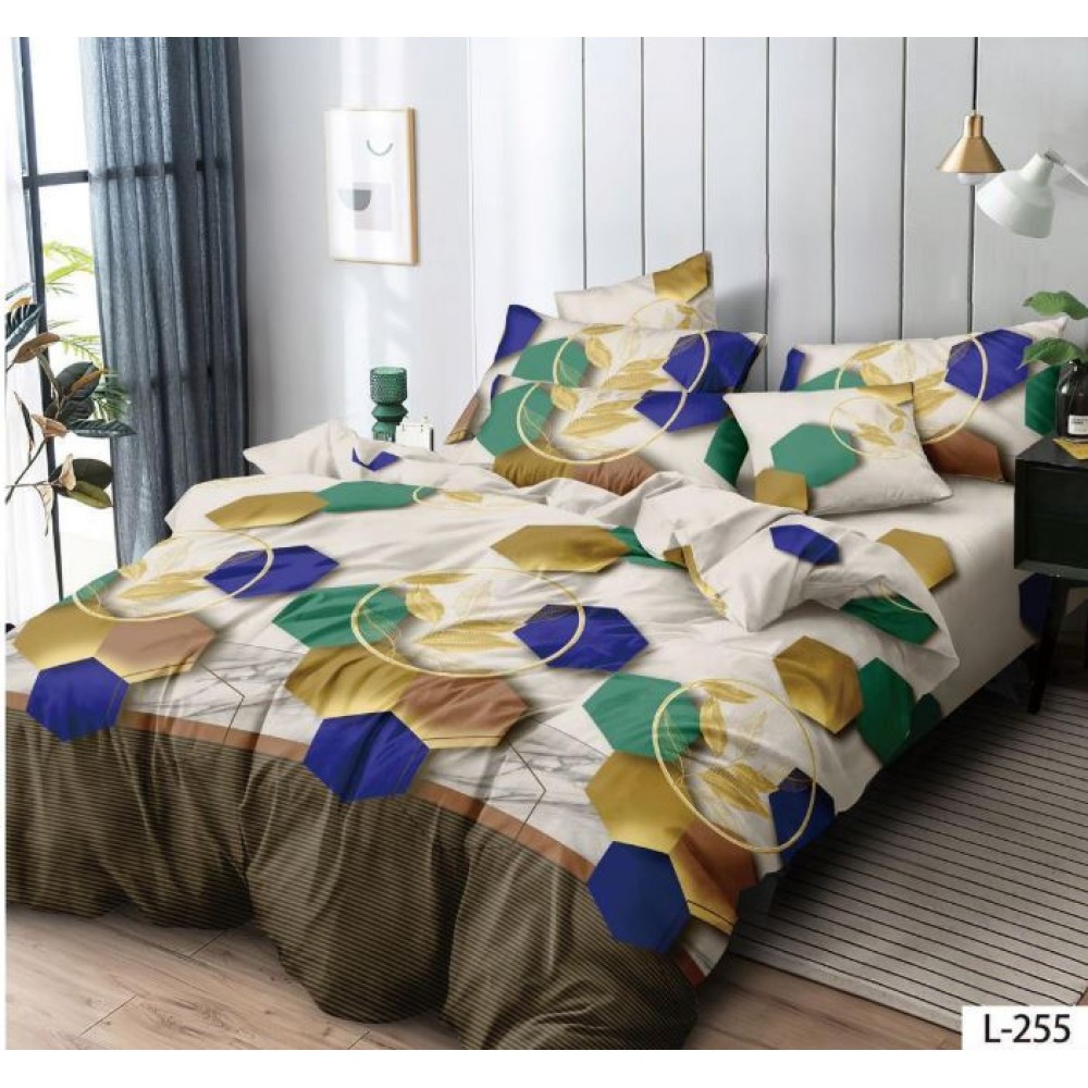 Lenjerie de pat dublu din Bumbac FINET, pentru 2 persoane, 6 piese, Cearceaf de pat 230 x 250cm, MLL-065