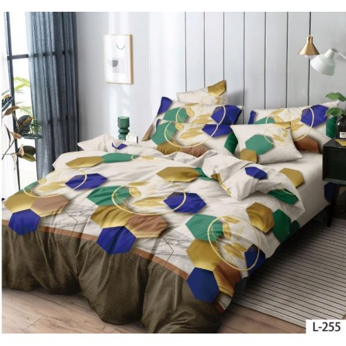 Lenjerie de pat dublu din Bumbac FINET, pentru 2 persoane, 6 piese, Cearceaf de pat 230 x 250cm, MLL-065