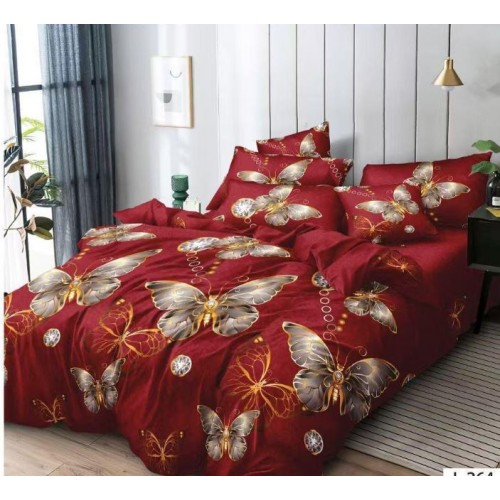 Lenjerie de pat dublu din Bumbac FINET, pentru 2 persoane, 6 piese, Cearceaf de pat 230 x 250cm, MLL-067