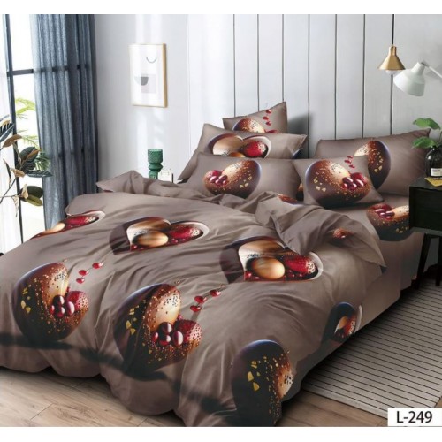 Lenjerie de pat dublu din Bumbac FINET, pentru 2 persoane, 6 piese, Cearceaf de pat 230 x 250cm, MLL-068