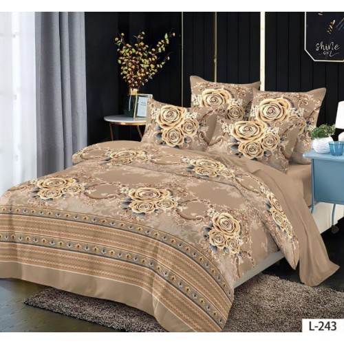 Lenjerie de pat dublu din Bumbac FINET, pentru 2 persoane, 6 piese, Cearceaf de pat 230 x 250cm, MLL-071