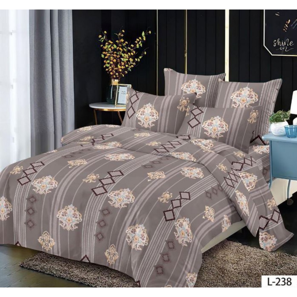 Lenjerie de pat dublu din Bumbac FINET, pentru 2 persoane, 6 piese, Cearceaf de pat 230 x 250cm, MLL-073